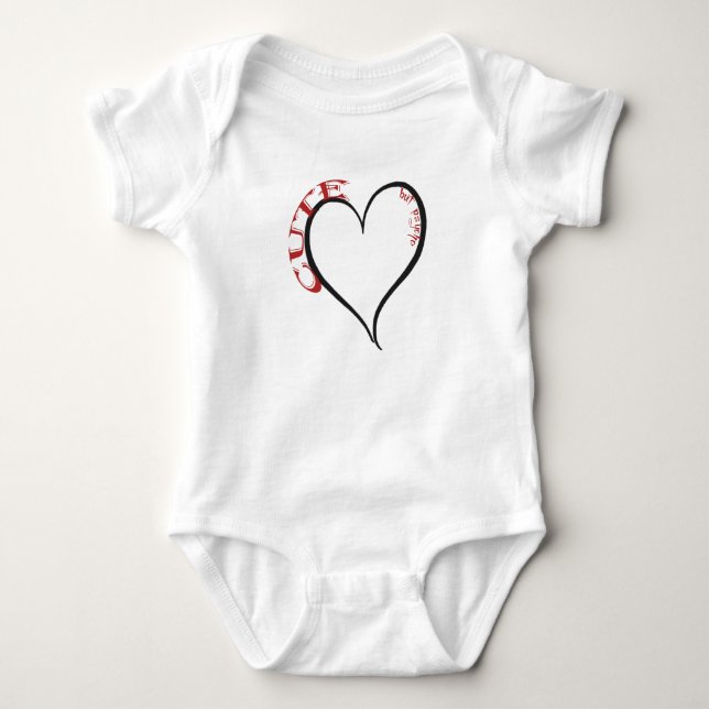 Niedlicher, aber Psycho Black Heart Red Schriftart Baby Strampler (Vorderseite)
