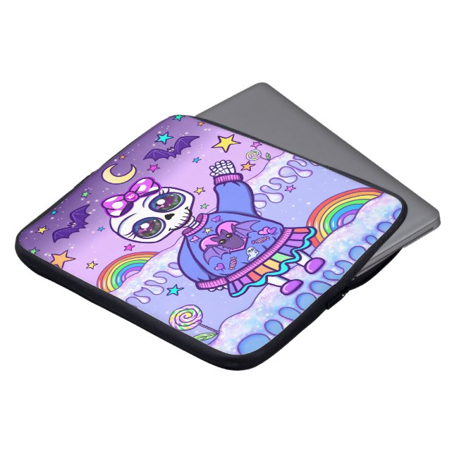 Niedlicher, aber spöttischer Skeleton-Girl-Laptop- Laptopschutzhülle (Vorne Oben)