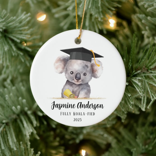 Niedlicher Abschluss Koala personalisiert Keramik Ornament (Baum)