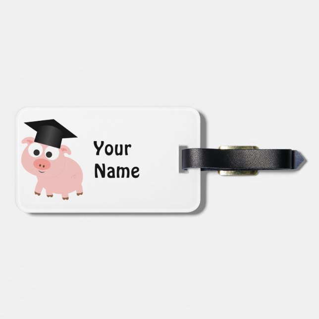 Niedlicher Abschluss Pig Gepäckanhänger (Rückseite horizontal)