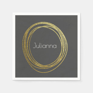 Niedlicher Abstrakter Glitzer Personalisiert Black Serviette
