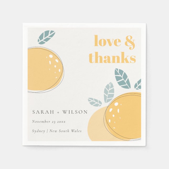 Niedlicher Abstrakter Lemon Fruity Bold Wedding Da Serviette (Vorderseite)