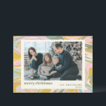 Niedlicher Abstrakter Marmor Swirl Pink Gold Foto Feiertagskarte<br><div class="desc">Whimsisches Marmormuster mit bunten Wirbel in Pastellrosa,  aquamarin und gold,  personalisiert mit Ihrem Foto,  Gruß und Namen.</div>