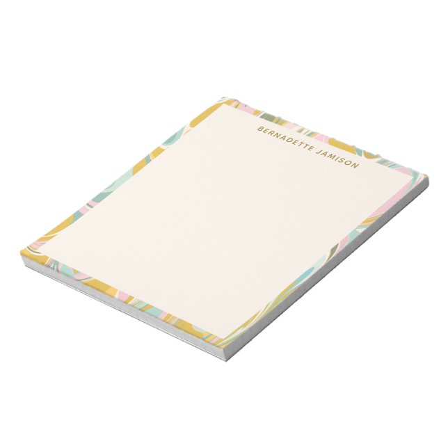 Niedlicher Abstrakter Marmor Swirl Pink Gold Perso Notizblock (Rotiert)