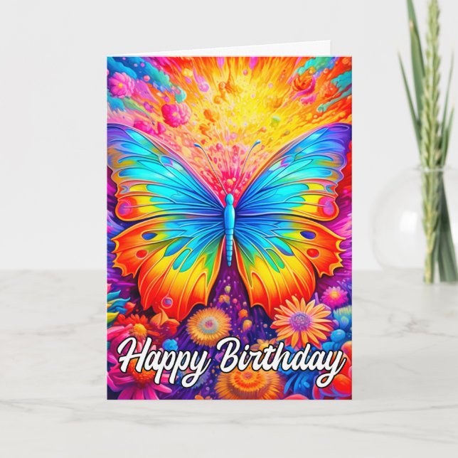 Niedlicher Abstrakter Schmetterling | Happy Birthd Karte (Vorderseite)