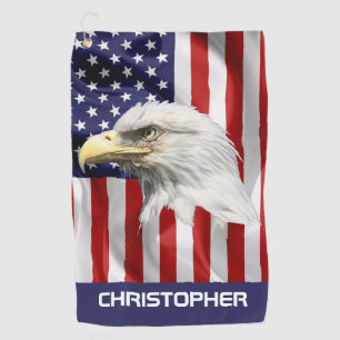 Niedlicher Adler, die amerikanische Flagge, Patrio Golfhandtuch