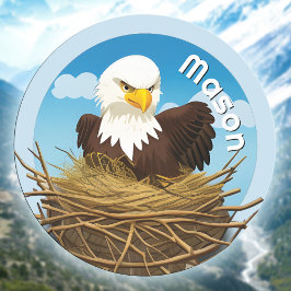 Niedlicher Adler Nest Kids Name Wildtier Nature Runder Aufkleber