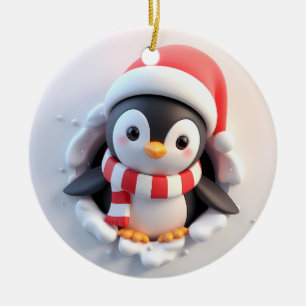 Niedlicher Adorable Holiday Pinguin Ausbrechen Keramik Ornament