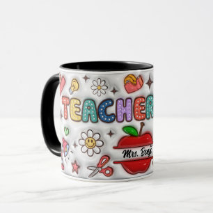 Niedlicher adorable Lehrer Name 3D aufgeblähtes Au Tasse