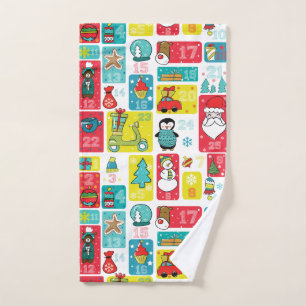 Niedlicher Adventskalender Weihnachten Handtuch