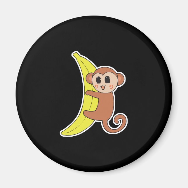 niedlicher Affe auf Banane Magnet (Vorne)
