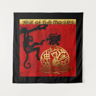 Niedlicher Affe Chinesisches Jahr Zodiac BirthdayT Wandteppich