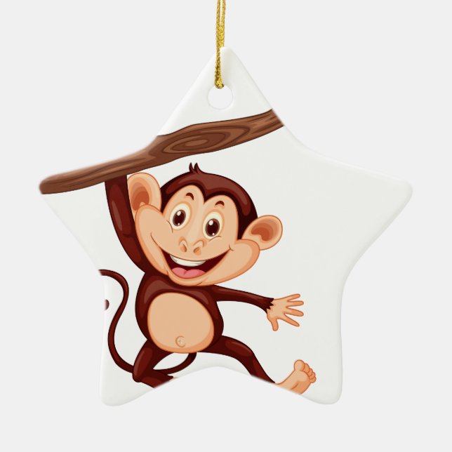 Niedlicher Affe, der an der Niederlassung hängt Keramik Ornament (Vorne)