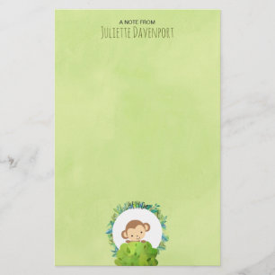 Niedlicher Affe, der aus Hinter Bush herausholt Briefpapier
