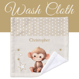 Niedlicher Affe geben Namen polka dots stars braun Waschlappen