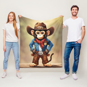 Niedlicher Affe in einem Cowboykostüm Fleecedecke