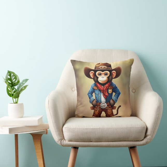 Niedlicher Affe in einem Cowboykostüm Kissen (Stuhl )