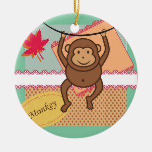 Niedlicher Affe Keramik Ornament