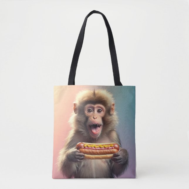 Niedlicher Affe mit Hotdog Tasche (Vorderseite)