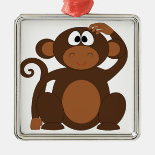 Niedlicher Affe Silbernes Ornament