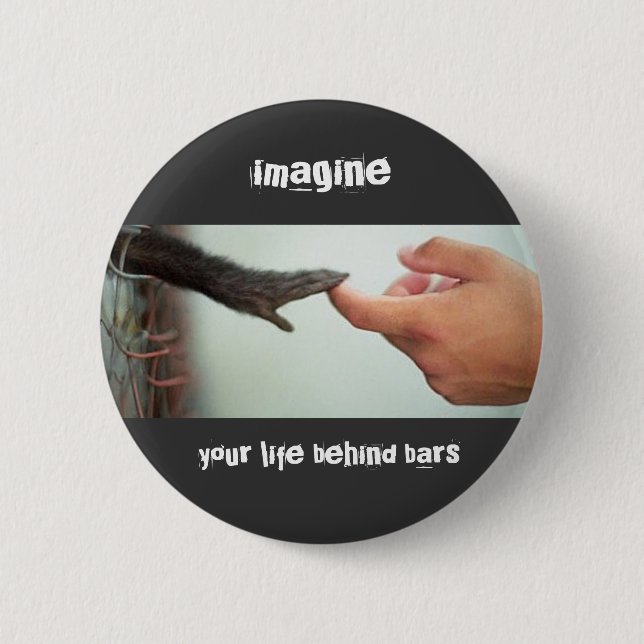 niedlicher Affe, stellen sich, Ihr Leben hinter Button (Vorderseite)