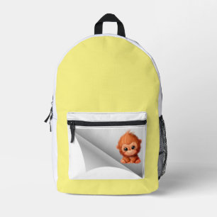 niedlicher Affe unter dem Pflaster Bedruckter Rucksack