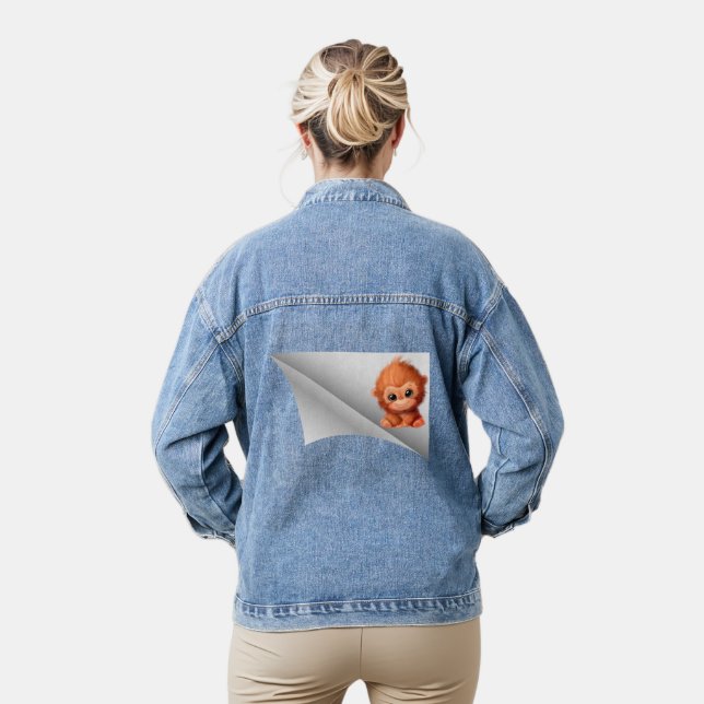 niedlicher Affe unter dem Pflaster Jeansjacke (Modell)