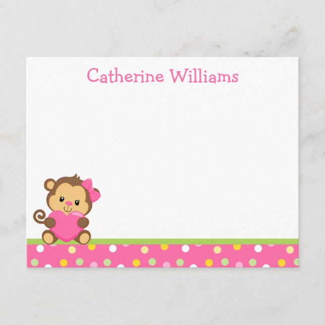 Niedlicher Affe Vielen Dank Mitteilungskarte (Vorderseite)