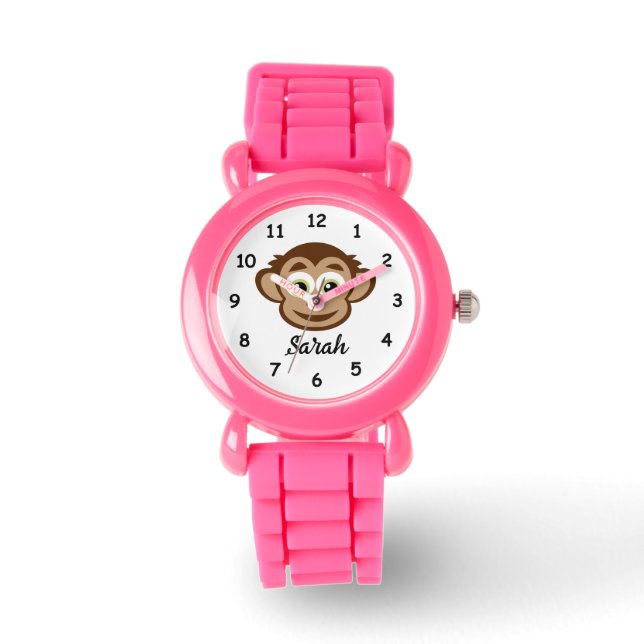 Niedlicher Affen-Cartoon-Uhr Armbanduhr (Vorderseite)