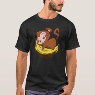 Niedlicher Affenjunge schläft auf der Gelben Funny T-Shirt