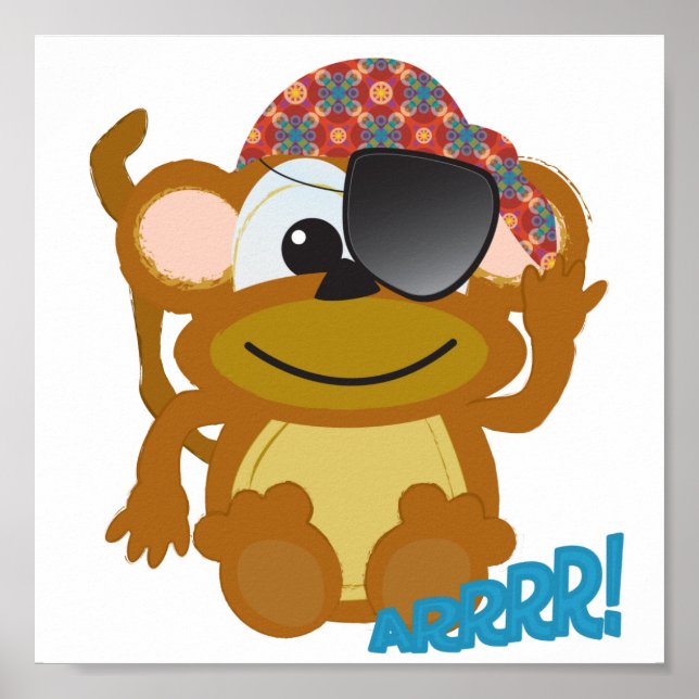 Niedlicher Affenpirat Poster (Vorne)