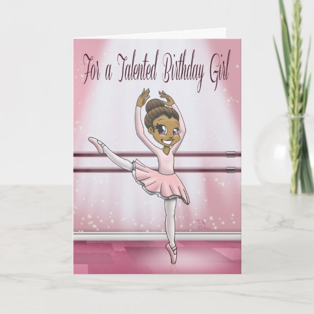 Niedlicher Afrikanischer Amerikaner Ballerina Gebu Karte (Vorderseite)