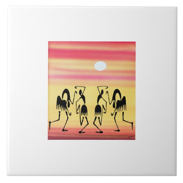 Niedlicher afrikanischer Break Tanz Fliese (Vorderseite)