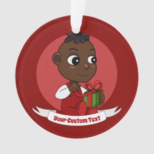 Niedlicher afrikanischer Weihnachtsbaby-Cartoon Ornament