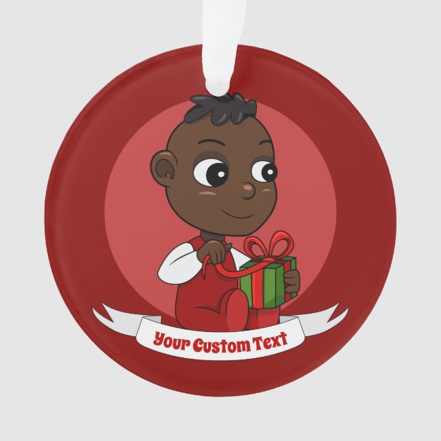 Niedlicher afrikanischer Weihnachtsbaby-Cartoon Ornament (Vorderseite)
