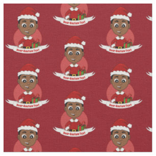 Niedlicher afrikanischer Weihnachtsjunge Cartoon Stoff