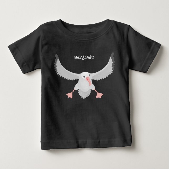 Niedlicher Albatross-Vogel mit Cartoon Baby T-shirt (Vorderseite)