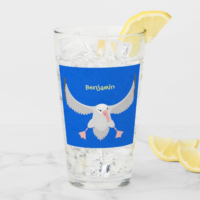 Niedlicher Albatross-Vogel mit Cartoon Glas (Rückseite Ice)