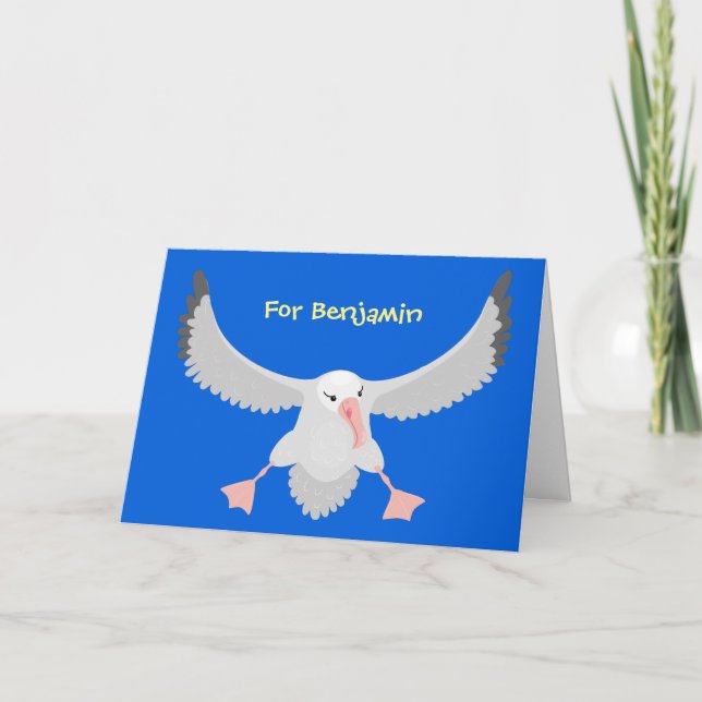 Niedlicher Albatross-Vogel mit Cartoon Karte (Vorderseite)