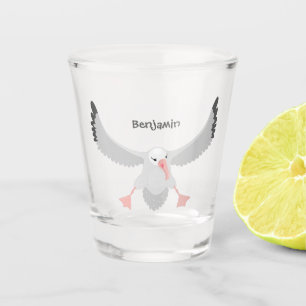 Niedlicher Albatross-Vogel mit Cartoon Schnapsglas