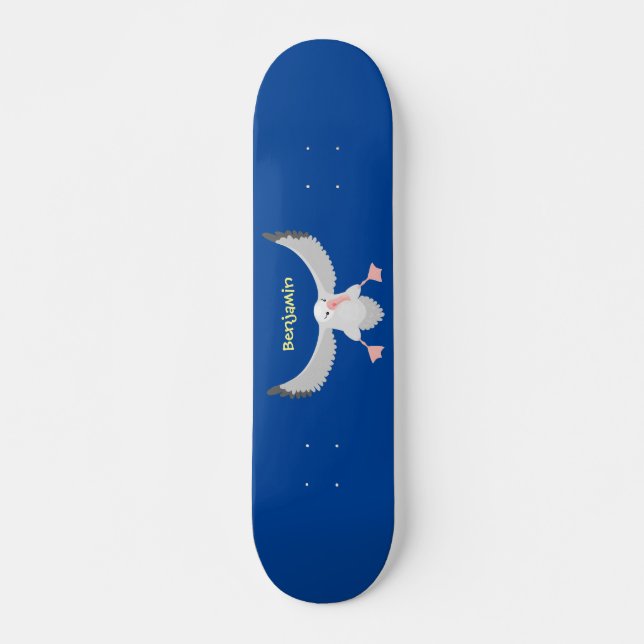 Niedlicher Albatross-Vogel mit Cartoon Skateboard (Vorne)