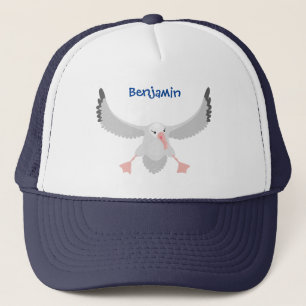 Niedlicher Albatross-Vogel mit Cartoon Truckerkappe