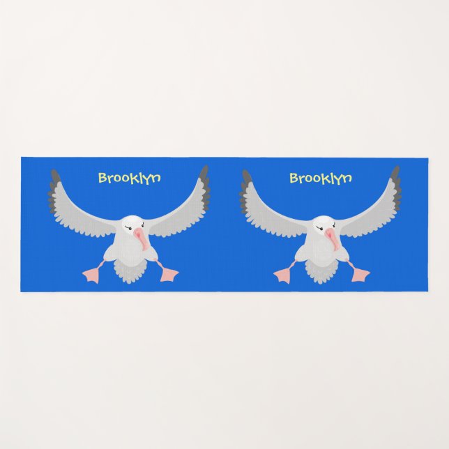 Niedlicher Albatross-Vogel mit Cartoon Yogamatte (Vorderseite (Horizontal))
