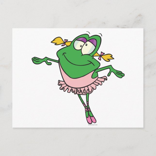 niedlicher alberner Ballerina-Ballet Froschfrosch Postkarte (Vorderseite)