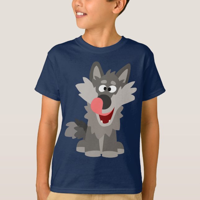 Niedlicher alberner Cartoon-Wolf-KinderT - Shirt (Vorderseite)