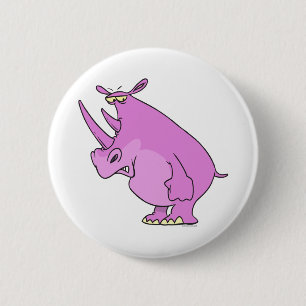 niedlicher alberner Rhino-Rhinoceros-Cartoon Button