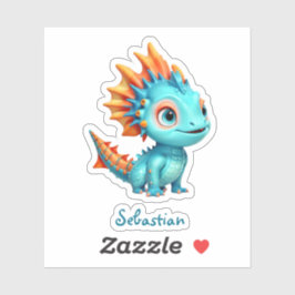 Niedlicher Alien-Drache, türkis - Aufkleber