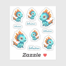 Niedlicher Alien-Drache, türkis - Aufkleber