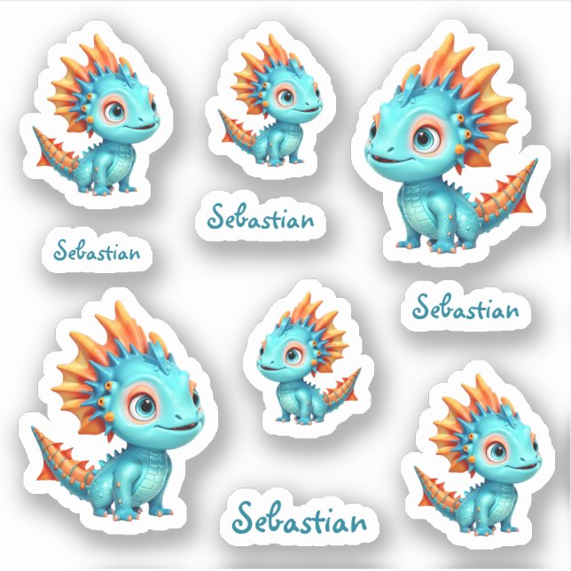 Niedlicher Alien-Drache, türkis - Aufkleber (Vorderseite)