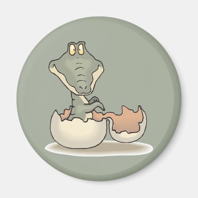 Niedlicher Alligator-Cartoon Hatching von Eggshell Magnet (Vorne)